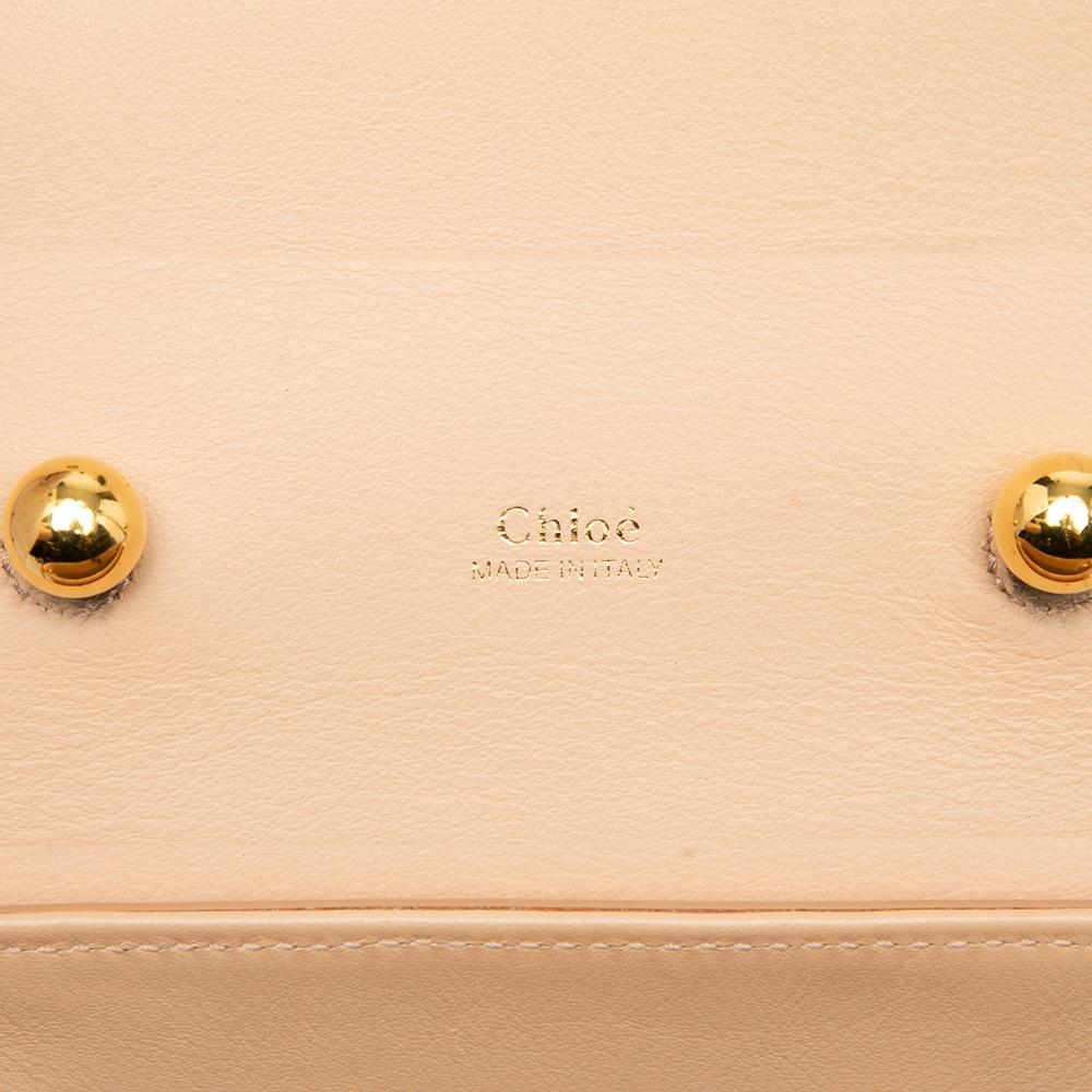 Chloé B Chloé Brown Beige Calf Leather Lizard Embossed Aby Lock Satchel Italy