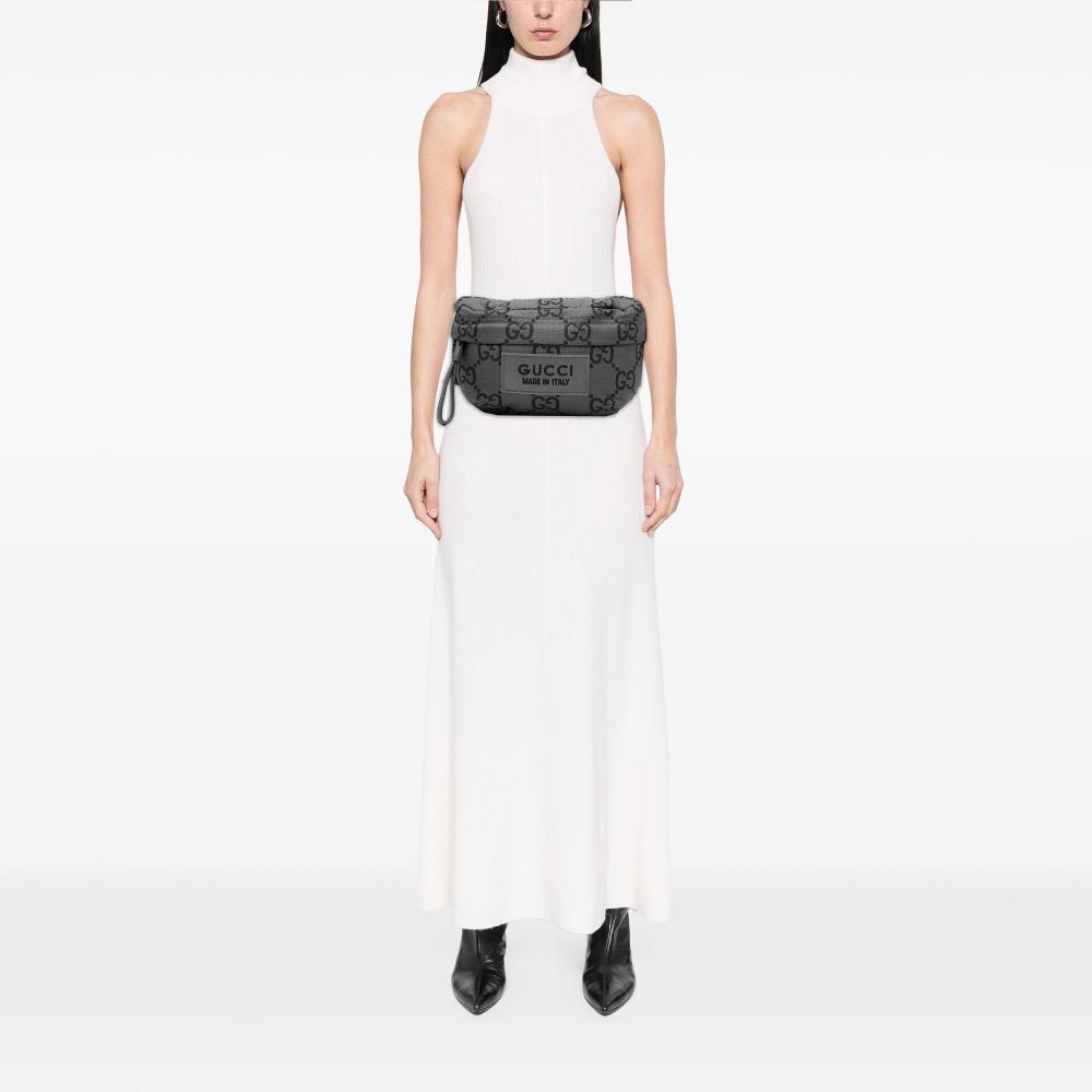 Gucci AB Gucci Gray Nylon Fabric GG Ripstop Belt Bag Italy