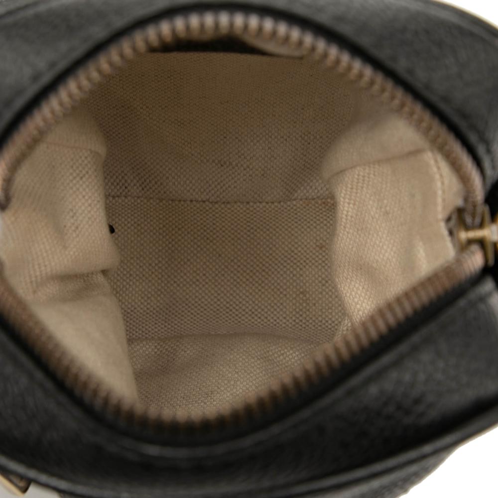 Gucci AB Gucci Black Calf Leather Mini Grained skin Logo Crossbody Italy