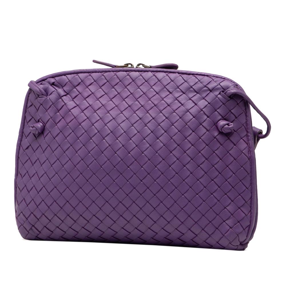 Bottega Veneta AB Bottega Veneta Purple Dark Purple Nappa Leather Leather Nappa Intrecciato Nodini Crossbody Italy