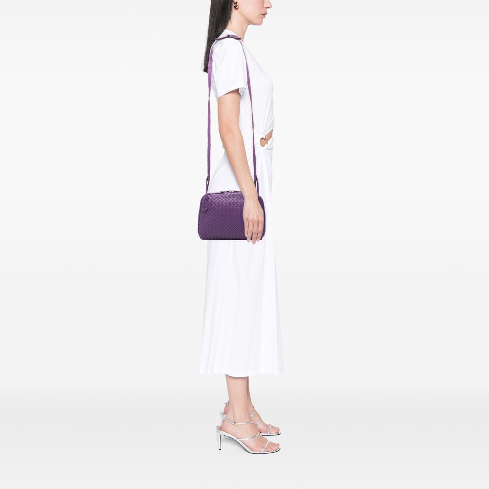 Bottega Veneta AB Bottega Veneta Purple Dark Purple Nappa Leather Leather Nappa Intrecciato Nodini Crossbody Italy