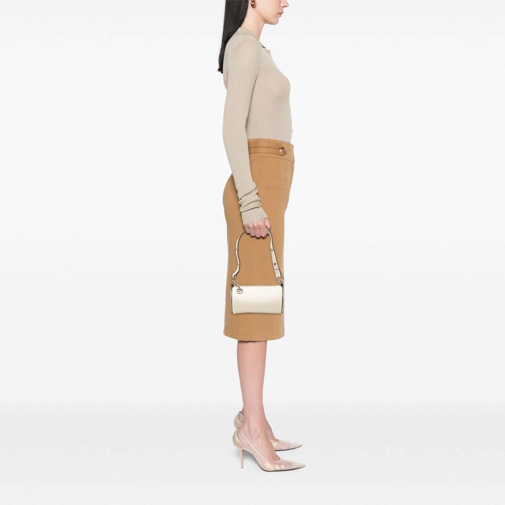 Gucci AB Gucci White Ivory Calf Leather Mini Blondie Barrel Shoulder Bag Italy