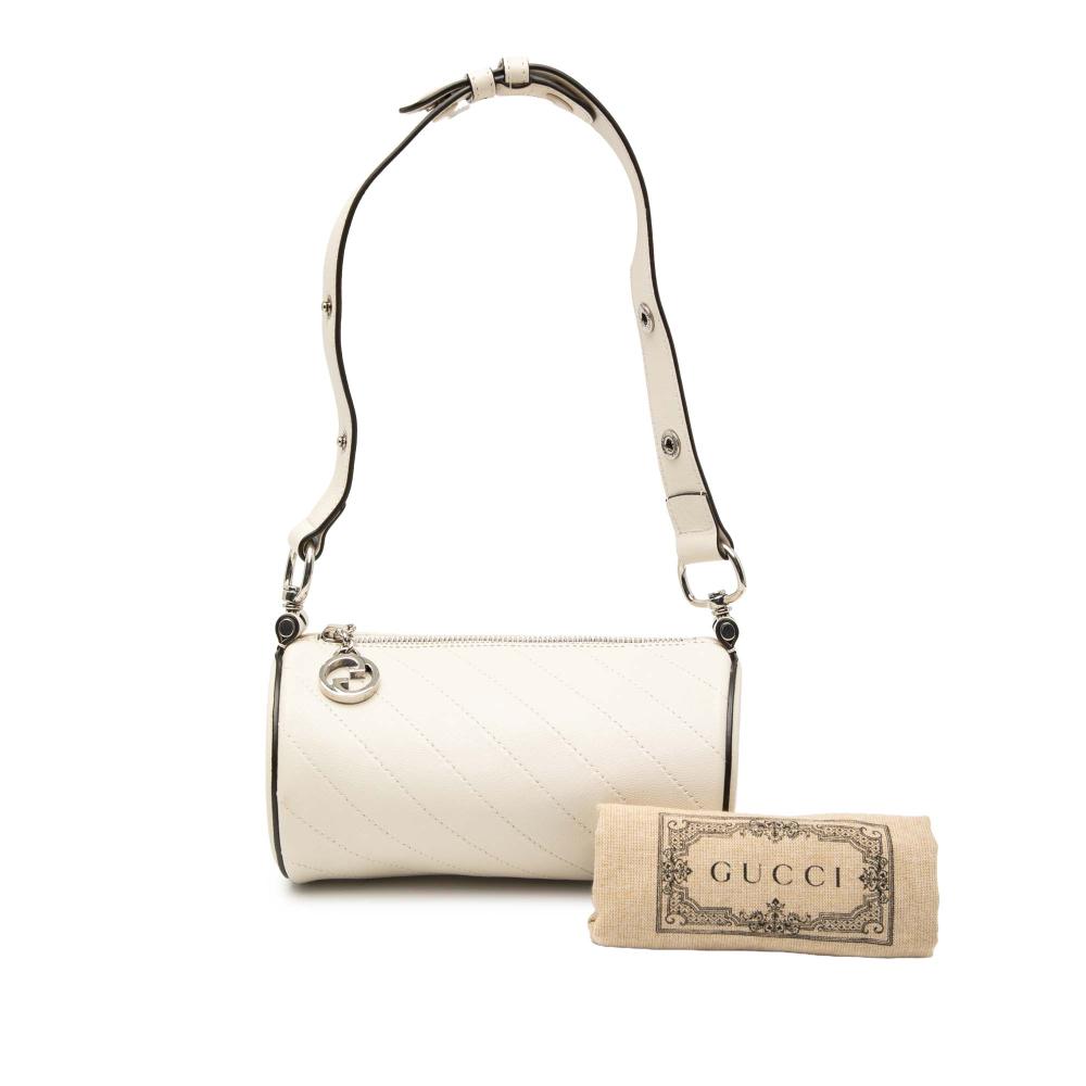 Gucci AB Gucci White Ivory Calf Leather Mini Blondie Barrel Shoulder Bag Italy