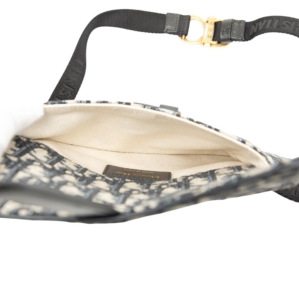 Christian Dior B Dior Blue Canvas Fabric Oblique Saddle Belt Bag Italy