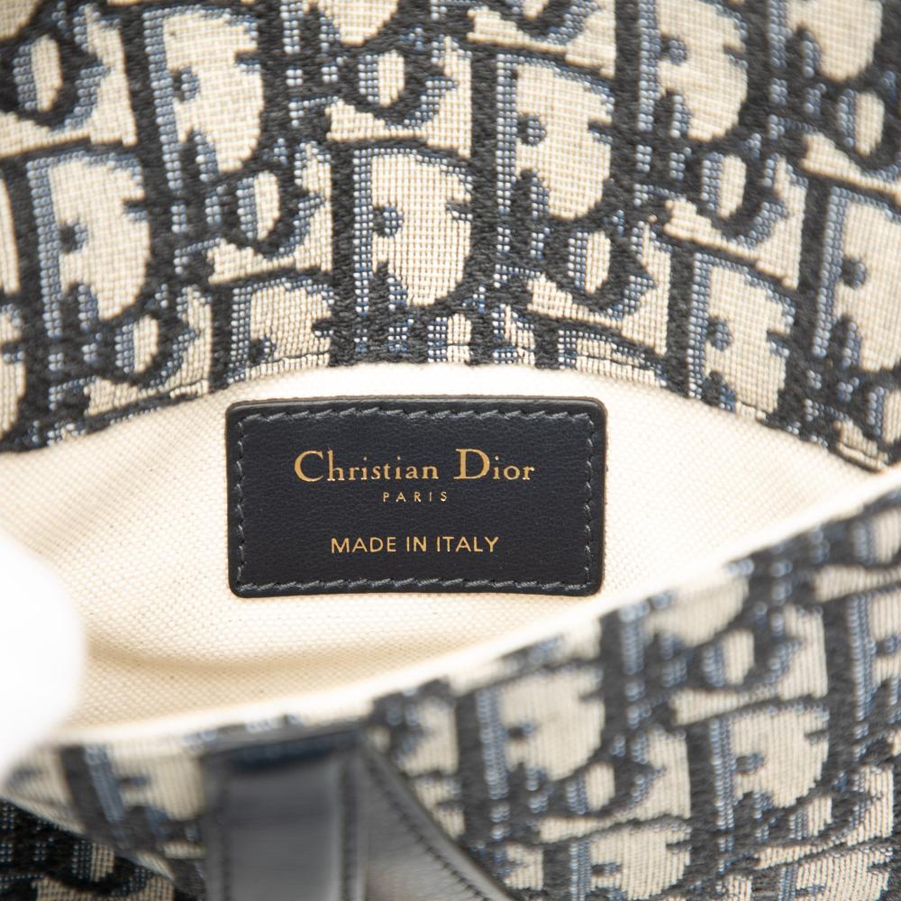 Christian Dior B Dior Blue Canvas Fabric Oblique Saddle Belt Bag Italy