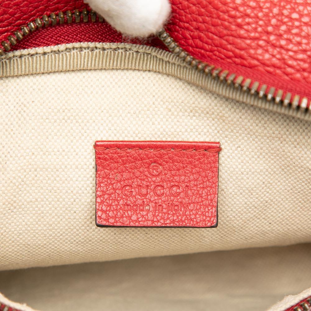 Gucci B Gucci Red Calf Leather Grained skin Logo Belt Bag Italy