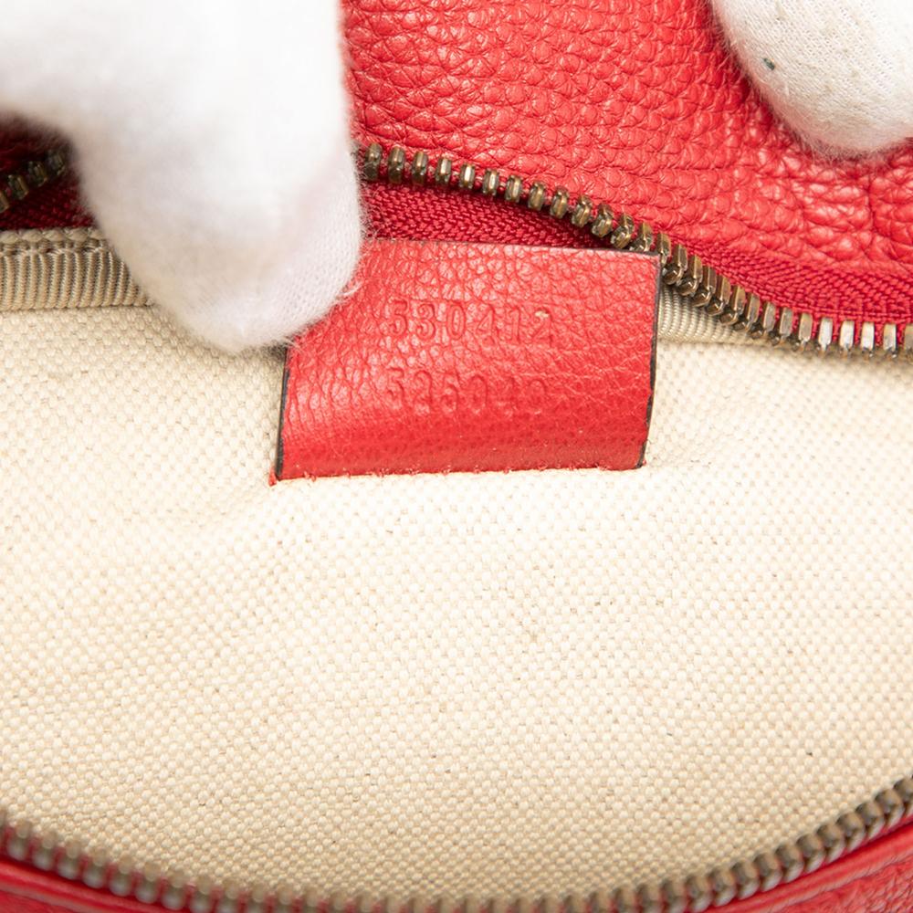 Gucci B Gucci Red Calf Leather Grained skin Logo Belt Bag Italy