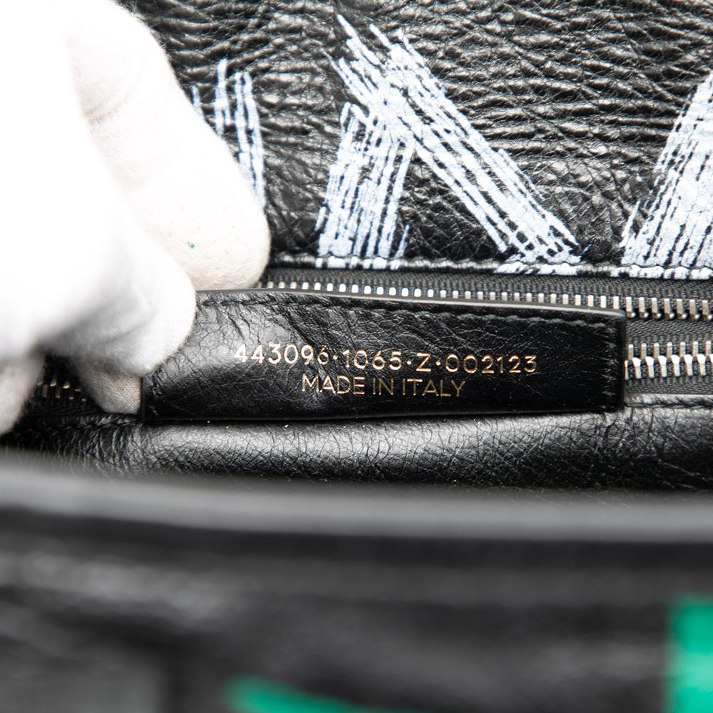 Balenciaga B Balenciaga Black Lambskin Leather Leather S Lambskin Graffiti Bazar Shopper Satchel Italy