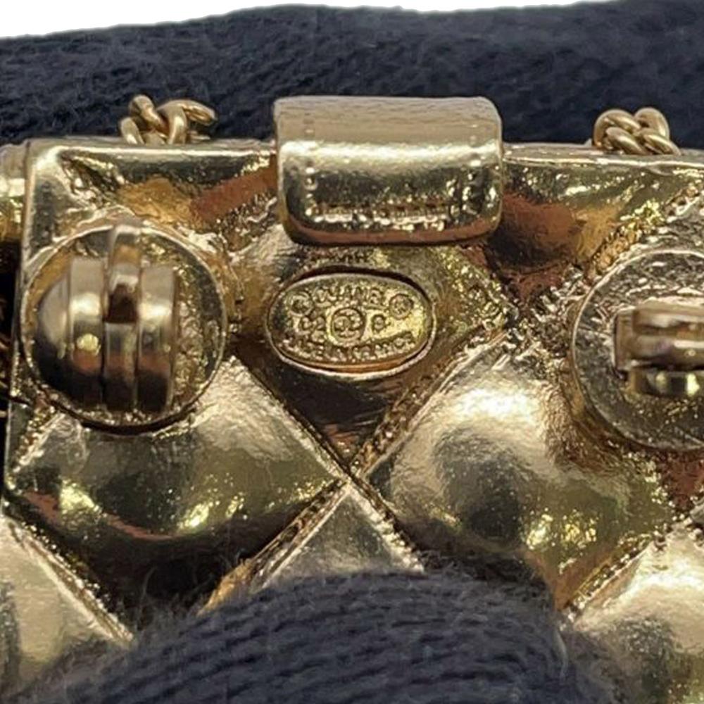 Chanel B Chanel Gold Gold Plated Metal CC Quilted Bag Brooch France