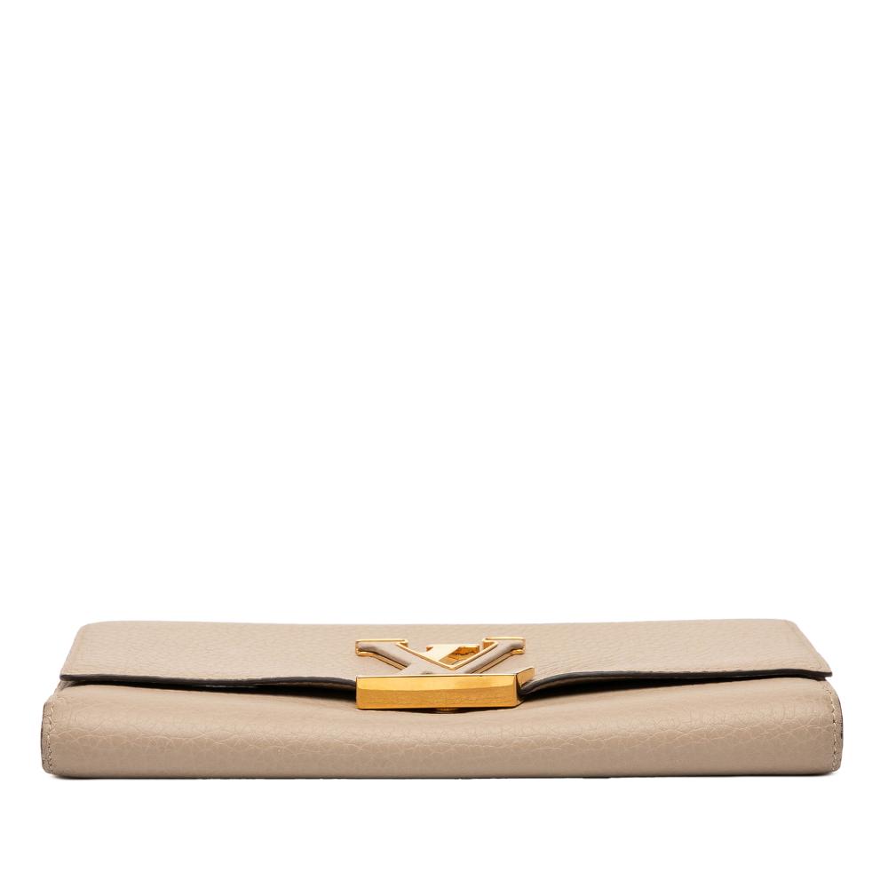 Louis Vuitton B Louis Vuitton Brown Beige Calf Leather Taurillon Capucines Wallet France