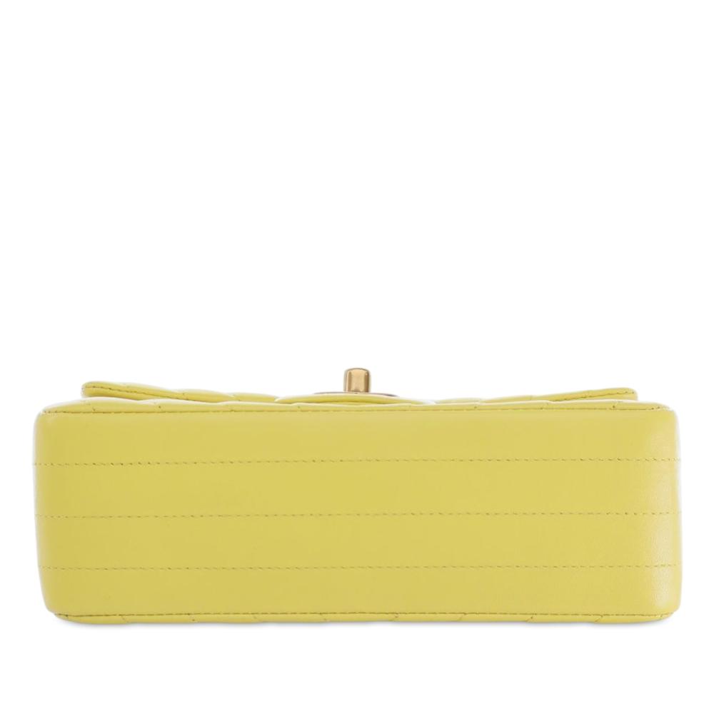 Chanel Yellow Lambskin Leather Leather Mini Rectangular Classic Chevron Lambskin Single Flap France