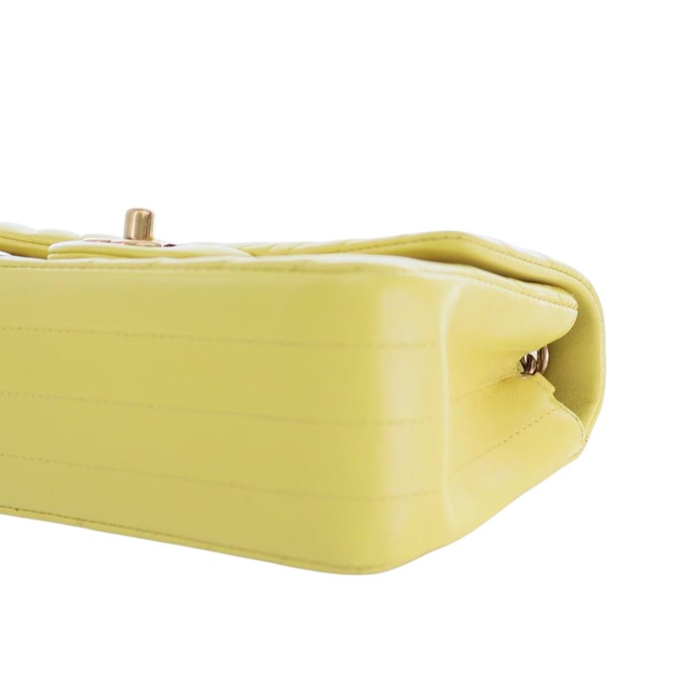 Chanel Yellow Lambskin Leather Leather Mini Rectangular Classic Chevron Lambskin Single Flap France
