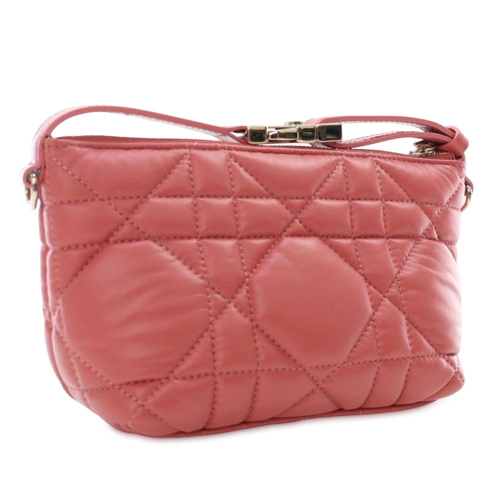 Christian Dior AB Dior Pink Blush Calf Leather Small skin Macrocannage Diortravel Nomad Pouch Italy