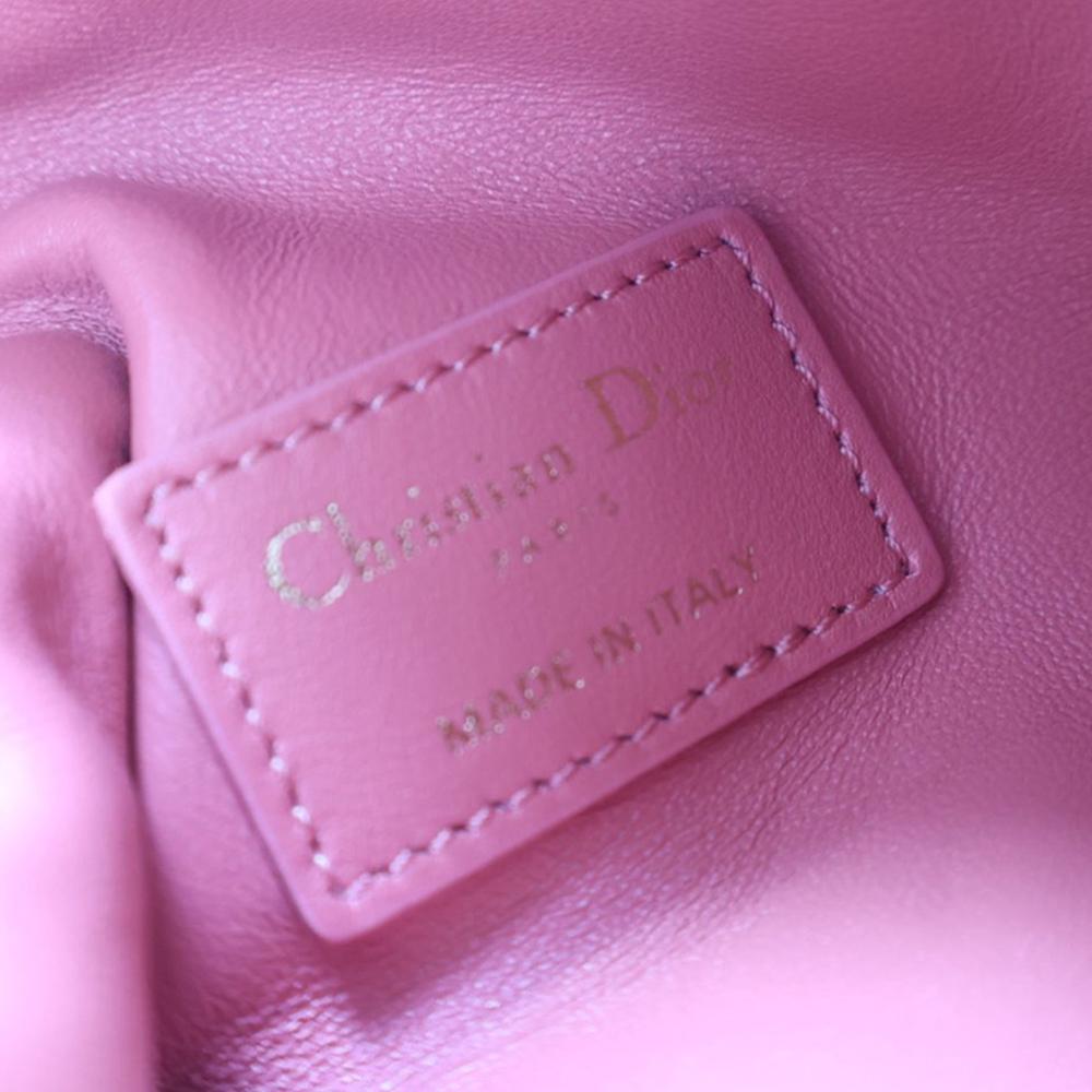 Christian Dior AB Dior Pink Blush Calf Leather Small skin Macrocannage Diortravel Nomad Pouch Italy