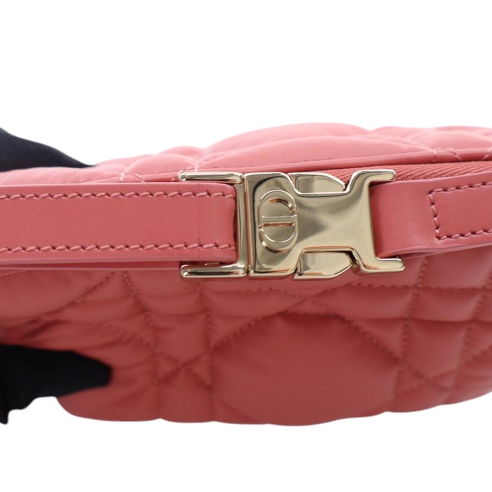 Christian Dior AB Dior Pink Blush Calf Leather Small skin Macrocannage Diortravel Nomad Pouch Italy