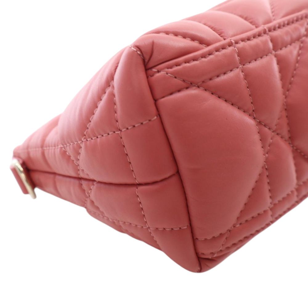 Christian Dior AB Dior Pink Blush Calf Leather Small skin Macrocannage Diortravel Nomad Pouch Italy