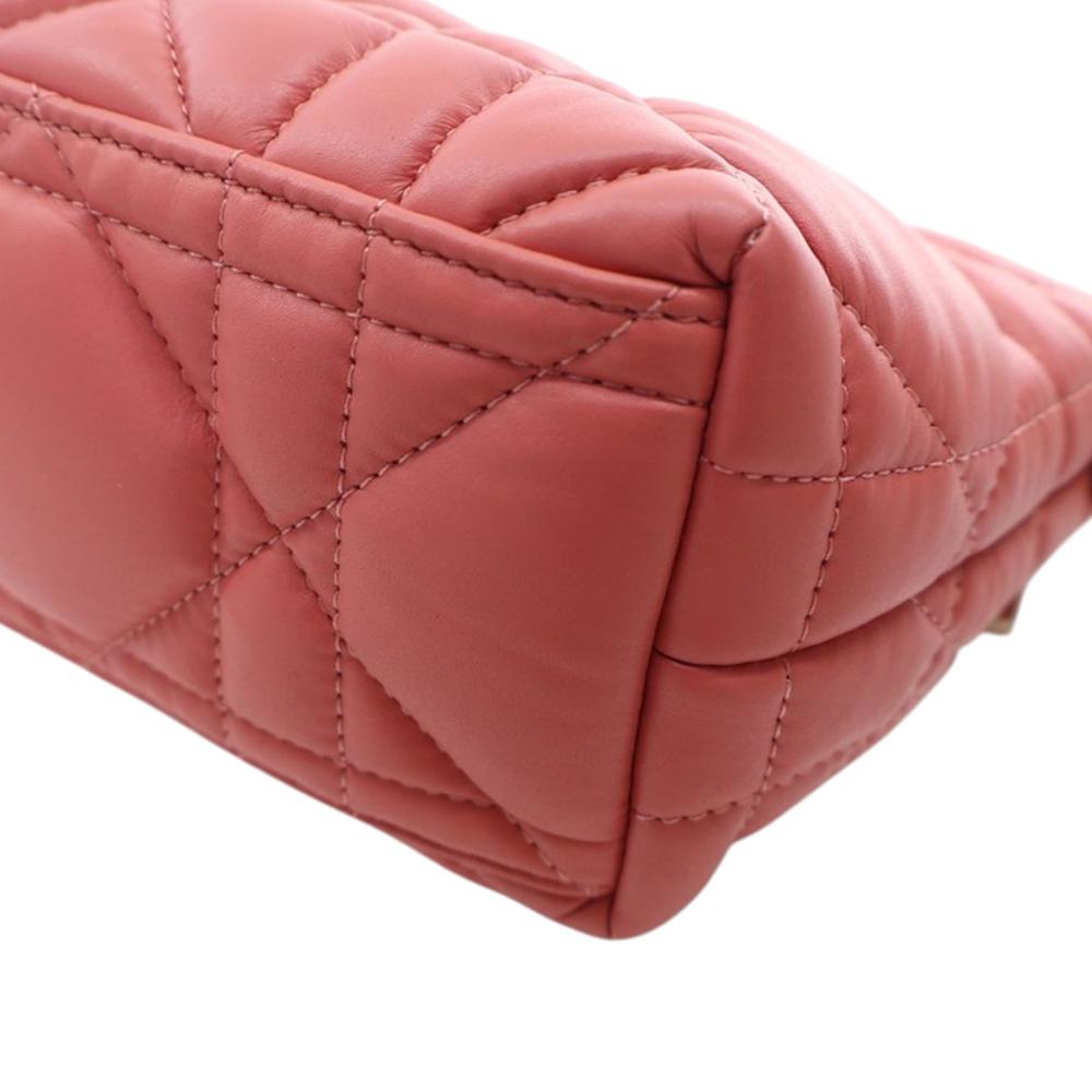 Christian Dior AB Dior Pink Blush Calf Leather Small skin Macrocannage Diortravel Nomad Pouch Italy
