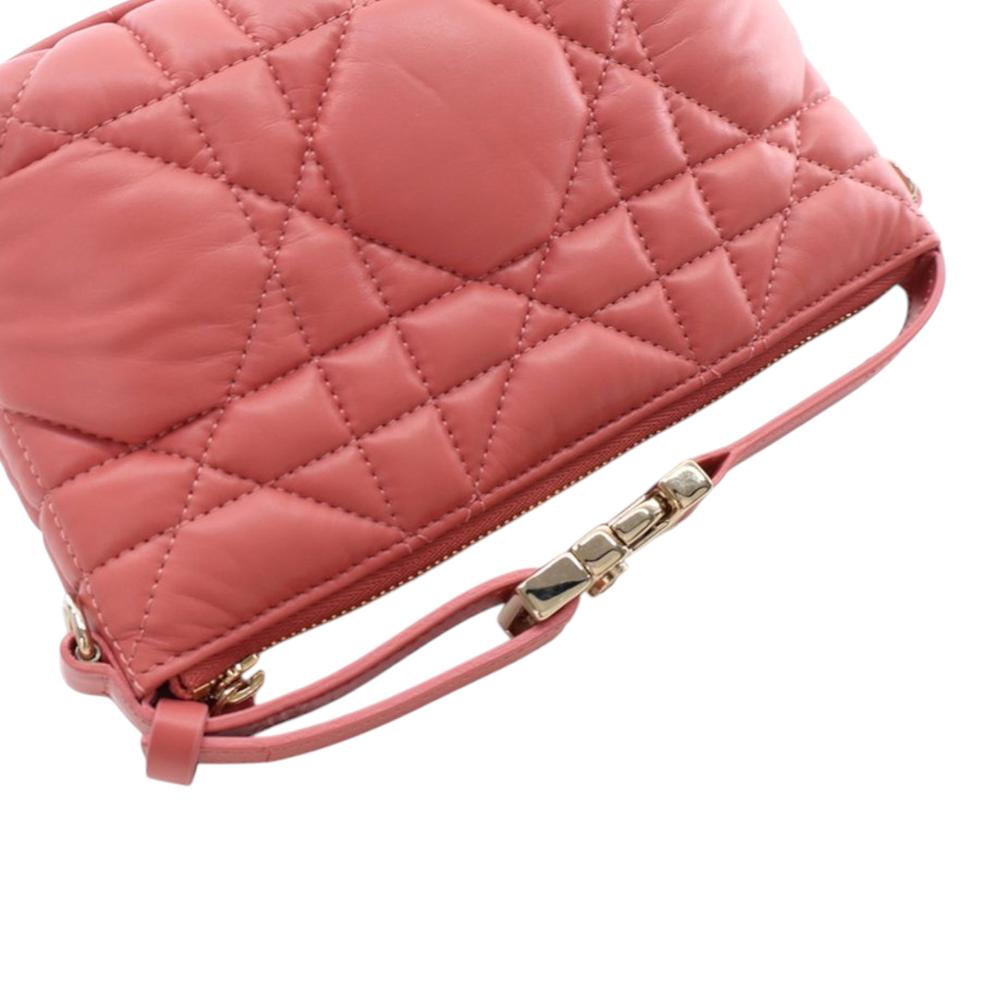 Christian Dior AB Dior Pink Blush Calf Leather Small skin Macrocannage Diortravel Nomad Pouch Italy