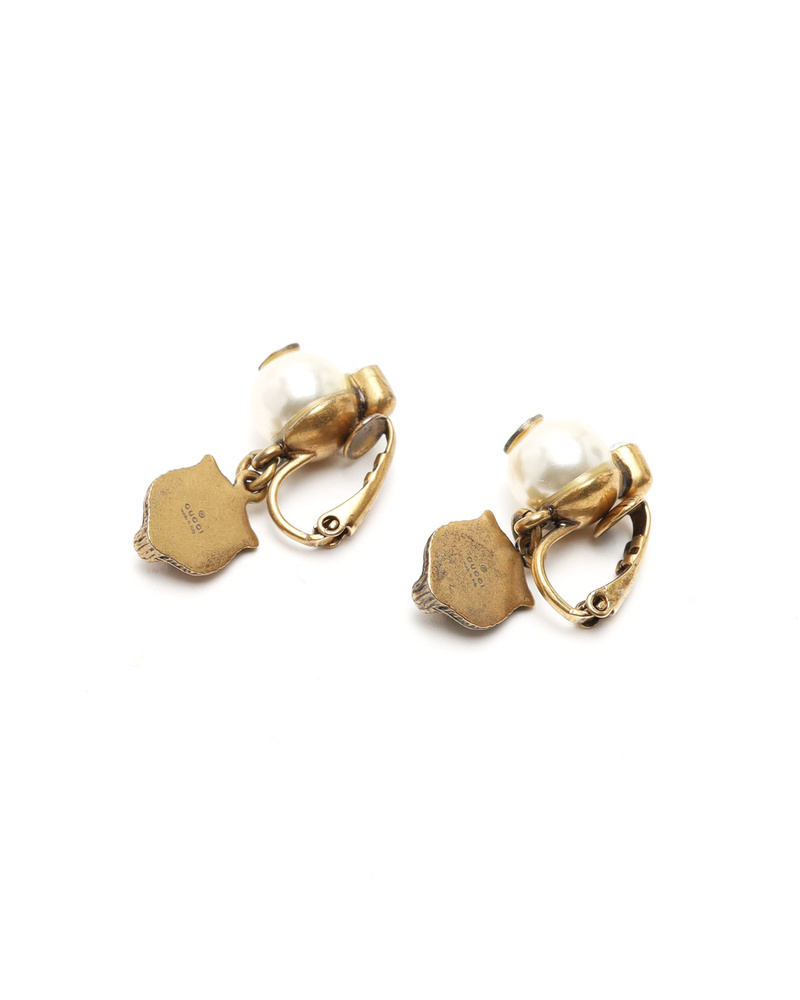 Gucci Lion Head Pearl Earrings