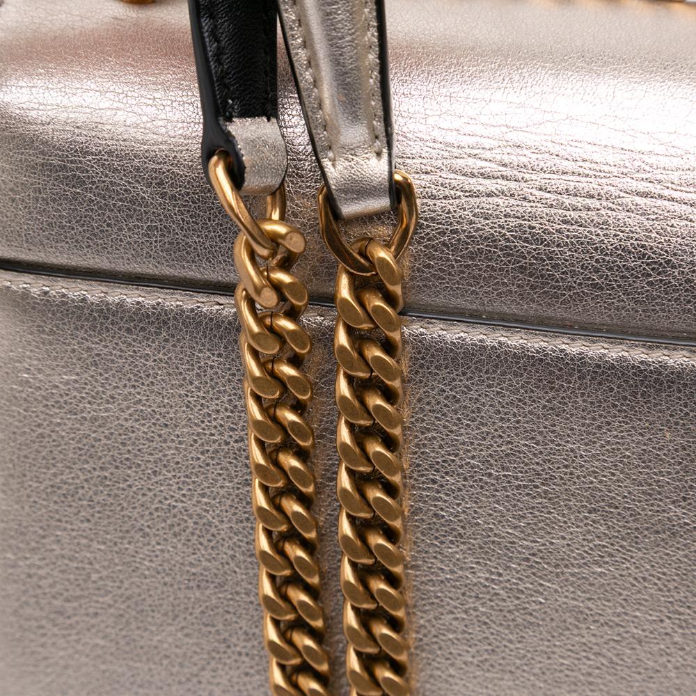 Saint Laurent B Saint Laurent Gold Light Gold Calf Leather Small Metallic skin Monogram Sunset Crossbody Italy