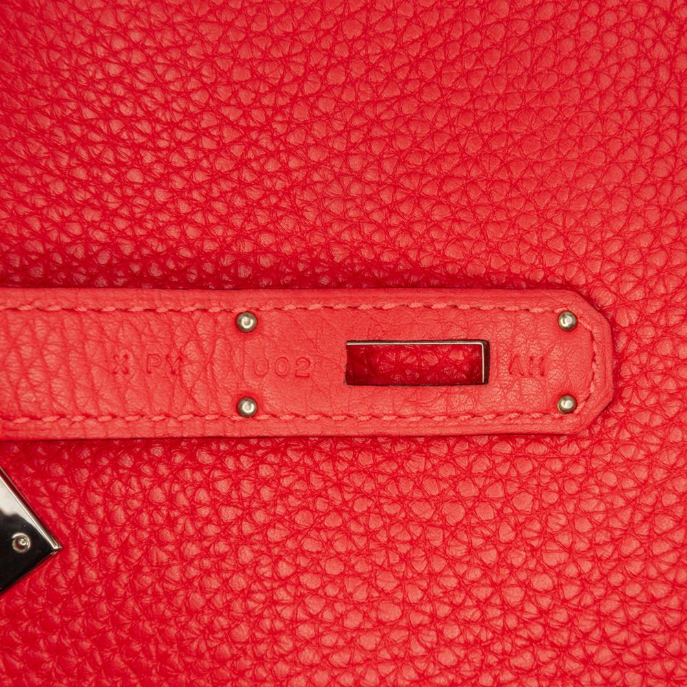 Hermès B Hermès Red Calf Leather Clemence Jypsiere 28 France