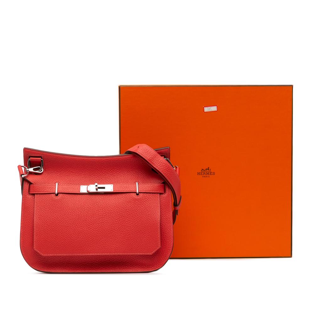 Hermès B Hermès Red Calf Leather Clemence Jypsiere 28 France