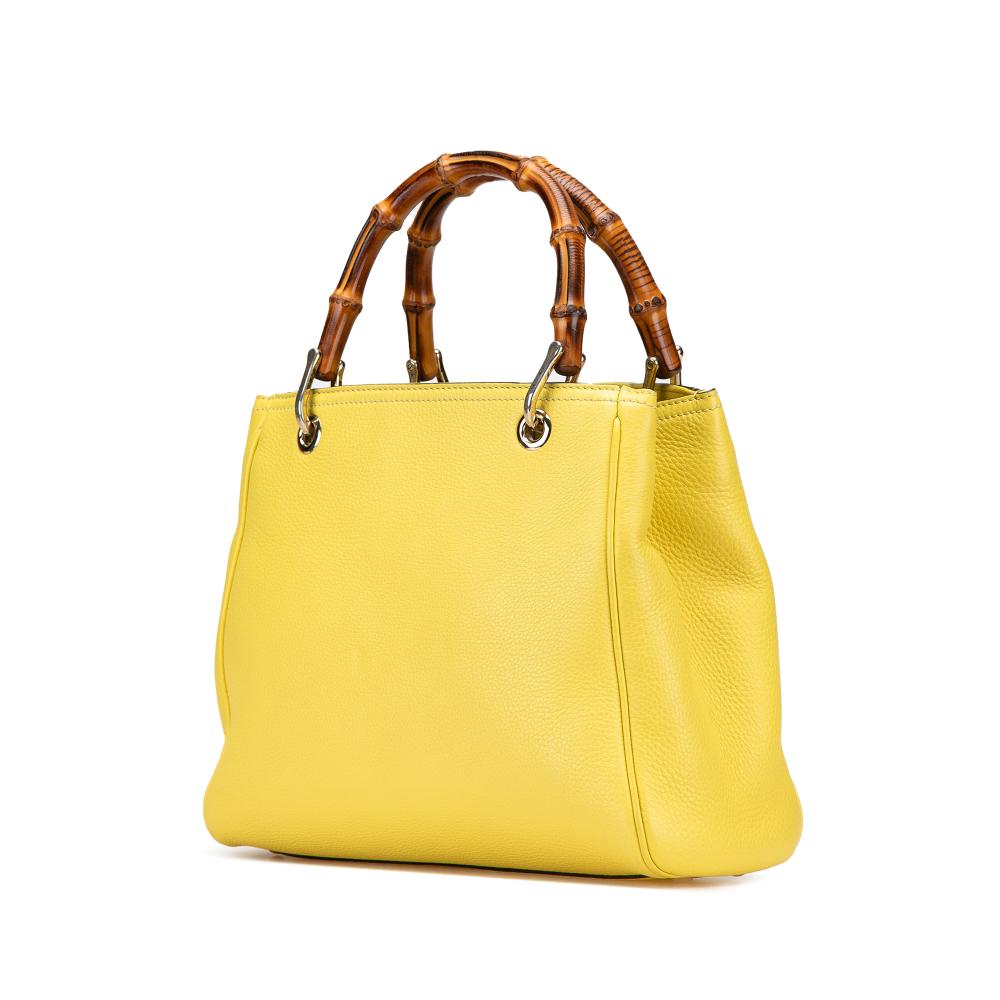 Gucci B Gucci Yellow Calf Leather Small skin Bamboo Shopper Satchel Italy