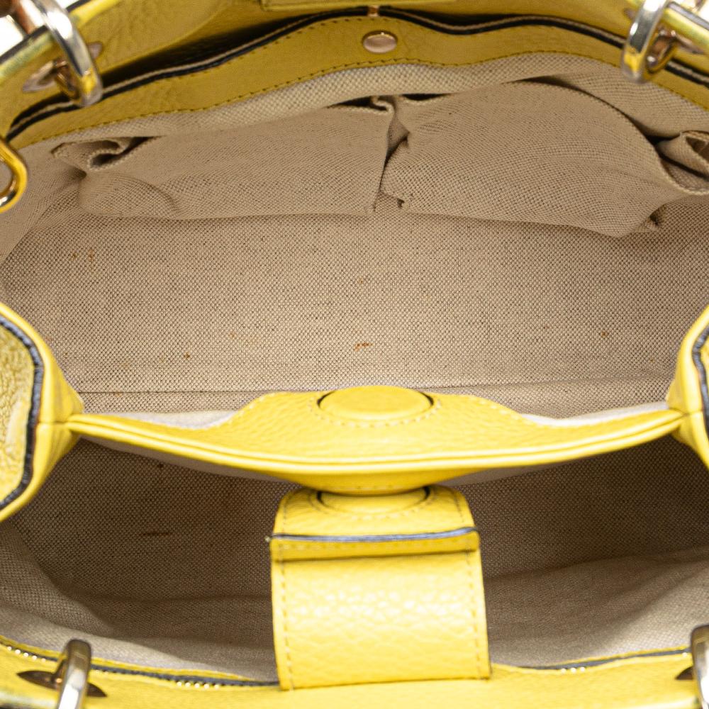 Gucci B Gucci Yellow Calf Leather Small skin Bamboo Shopper Satchel Italy