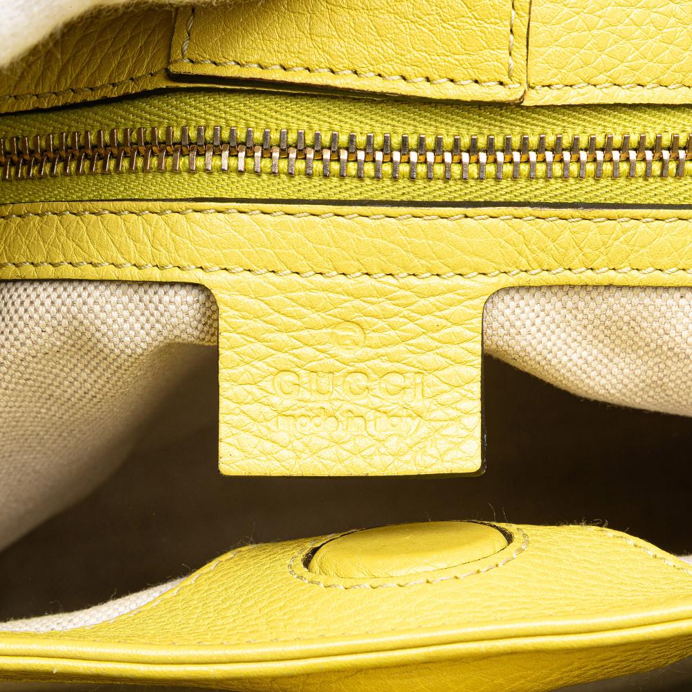 Gucci B Gucci Yellow Calf Leather Small skin Bamboo Shopper Satchel Italy