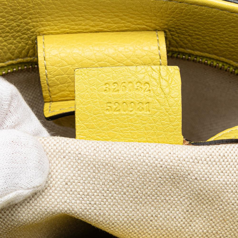 Gucci B Gucci Yellow Calf Leather Small skin Bamboo Shopper Satchel Italy