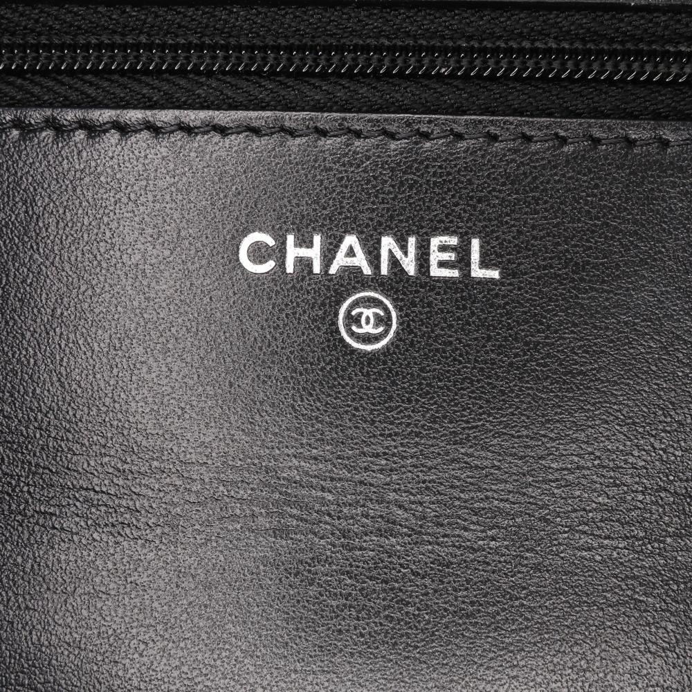 Chanel B Chanel Black Suede Leather Quilted Cocostellar Wallet on Chain Italy