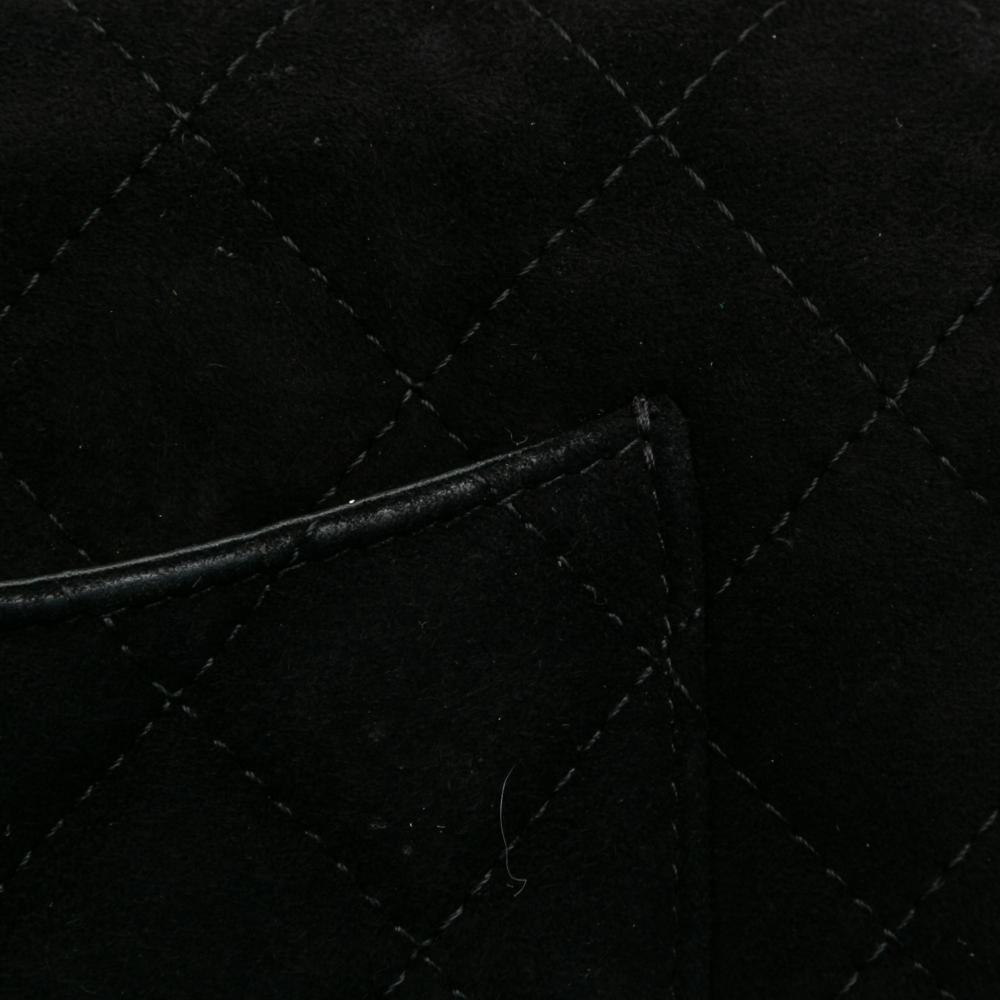 Chanel B Chanel Black Suede Leather Quilted Cocostellar Wallet on Chain Italy