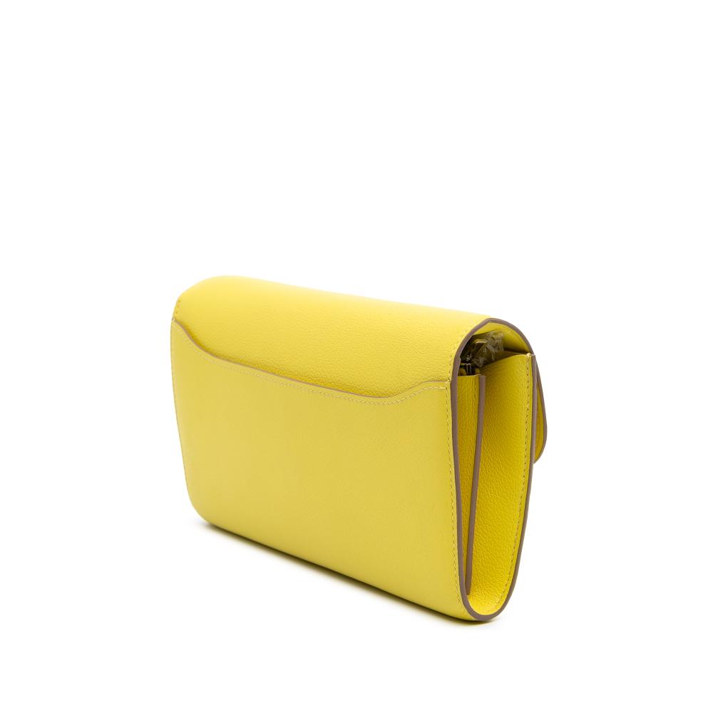 Hermès AB Hermès Yellow Neon Yellow Calf Leather Evercolor Constance Wallet To Go France