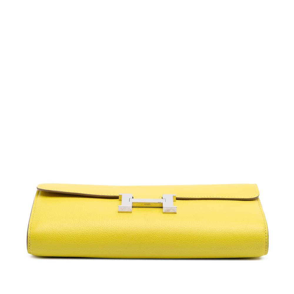 Hermès AB Hermès Yellow Neon Yellow Calf Leather Evercolor Constance Wallet To Go France