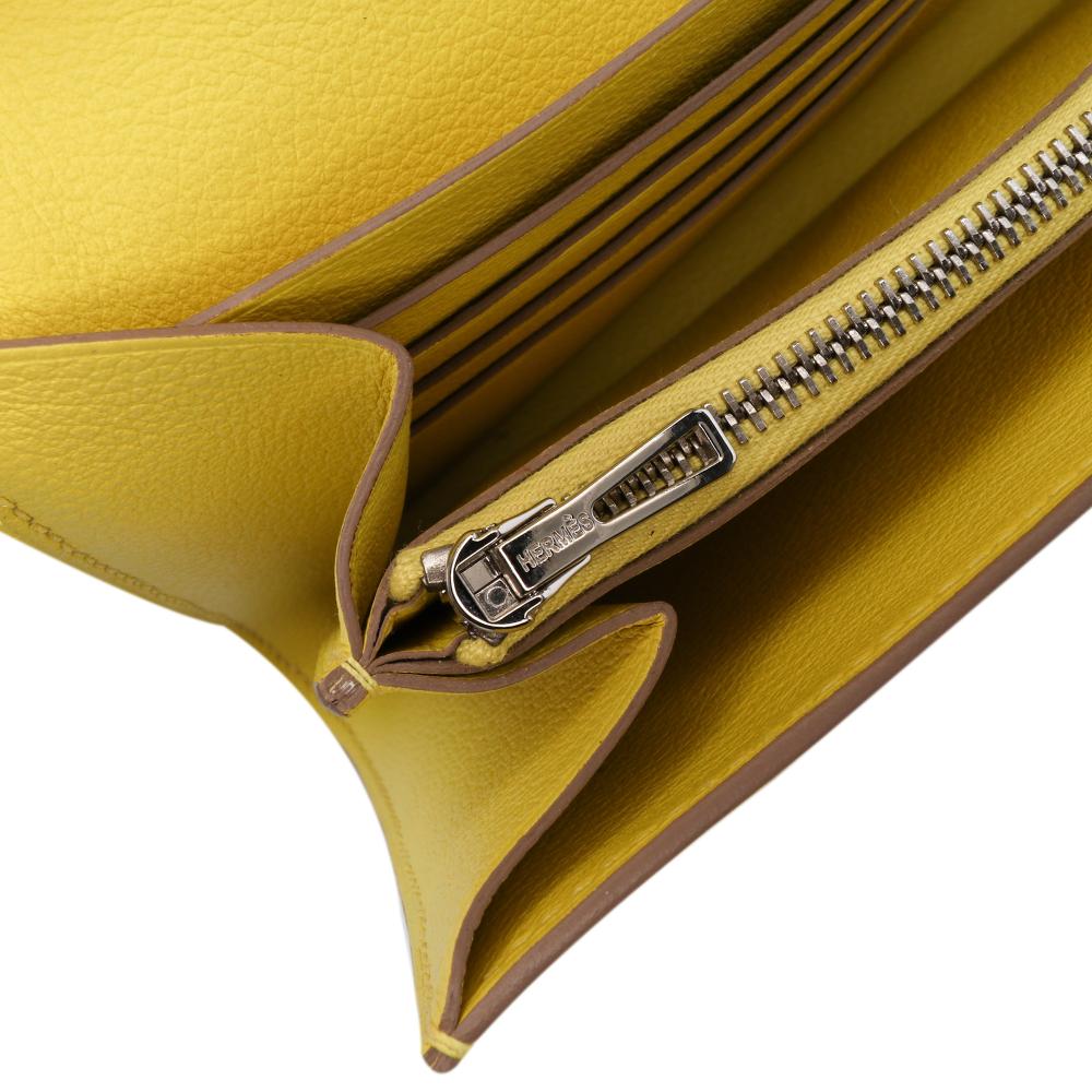 Hermès AB Hermès Yellow Neon Yellow Calf Leather Evercolor Constance Wallet To Go France