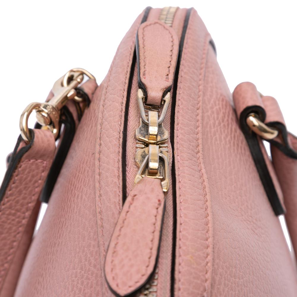 Gucci B Gucci Pink Calf Leather Mini GG Charm Dome Satchel Italy