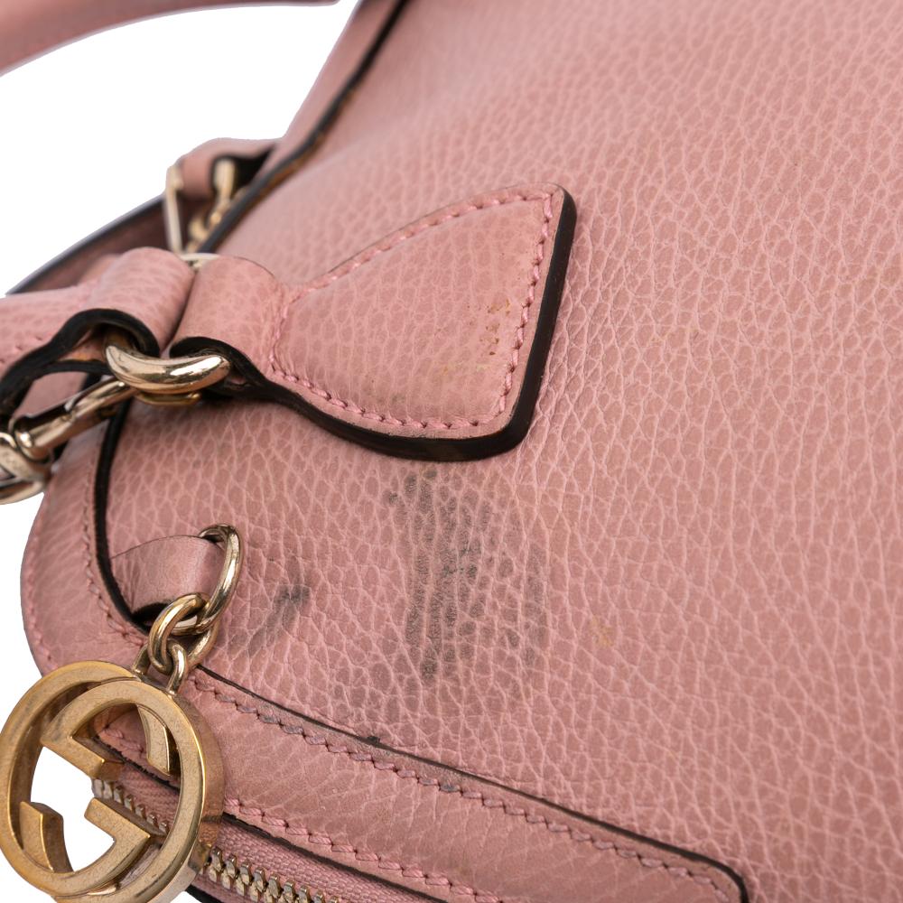Gucci B Gucci Pink Calf Leather Mini GG Charm Dome Satchel Italy