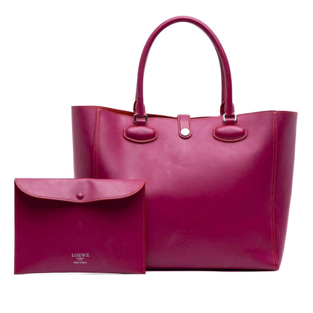 Loewe B LOEWE Pink Dark Pink Calf Leather Perforated Anagram Leo Tote Spain