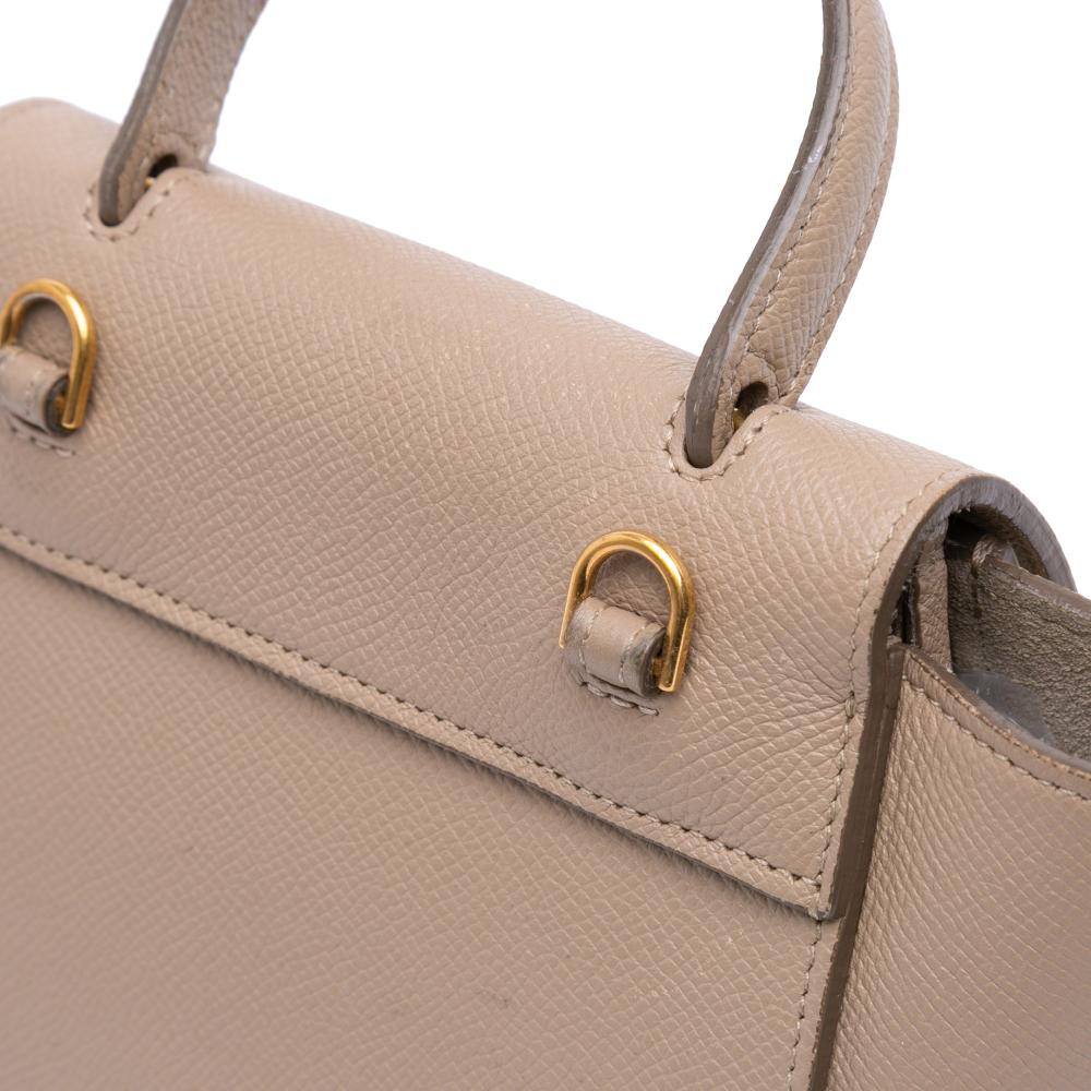 Celine B Celine Brown Nude Calf Leather Pico Grained skin Belt Bag Italy