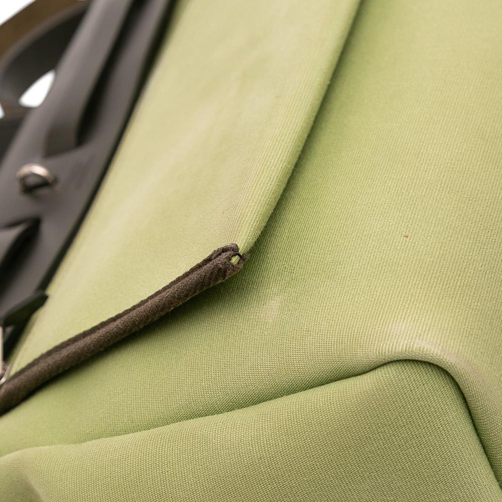 Hermès B Hermès Green Olive Green with Brown Dark Brown Canvas Fabric Toile Herbag Zip 31 France