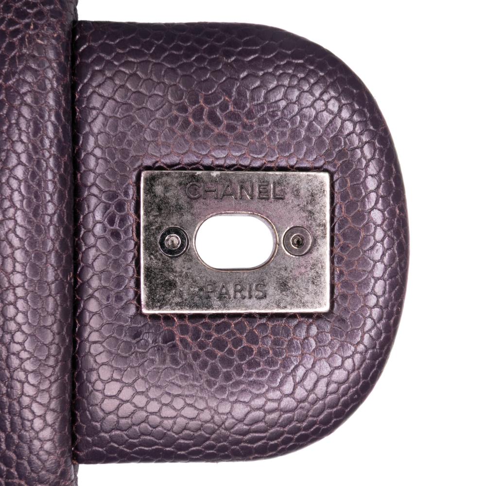 Chanel AB Chanel Purple Plum Caviar Leather Leather Jumbo Quilted Iridescent Caviar Easy Flap Italy
