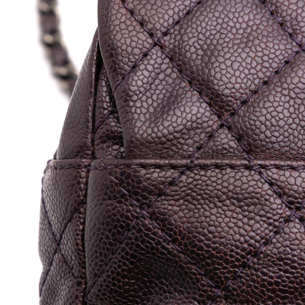 Chanel AB Chanel Purple Plum Caviar Leather Leather Jumbo Quilted Iridescent Caviar Easy Flap Italy