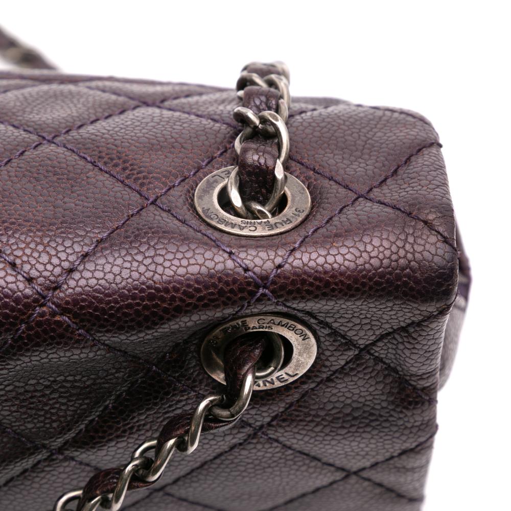 Chanel AB Chanel Purple Plum Caviar Leather Leather Jumbo Quilted Iridescent Caviar Easy Flap Italy