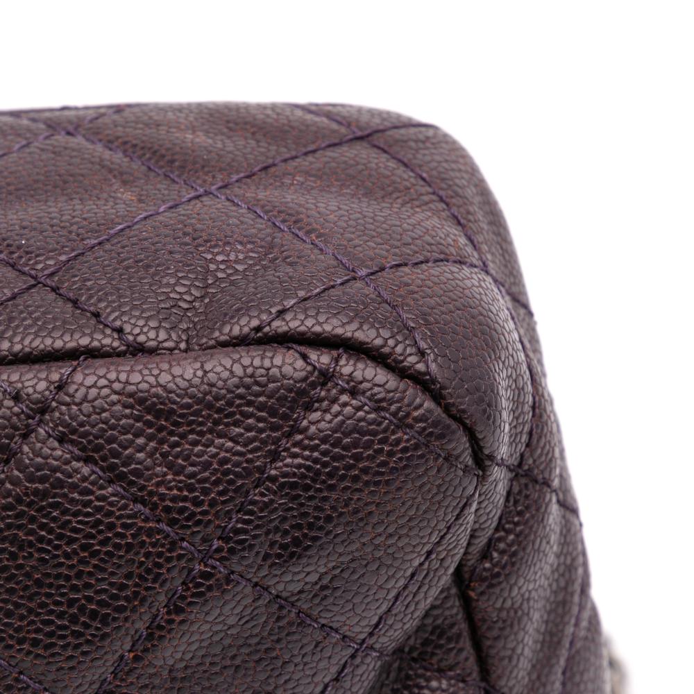 Chanel AB Chanel Purple Plum Caviar Leather Leather Jumbo Quilted Iridescent Caviar Easy Flap Italy