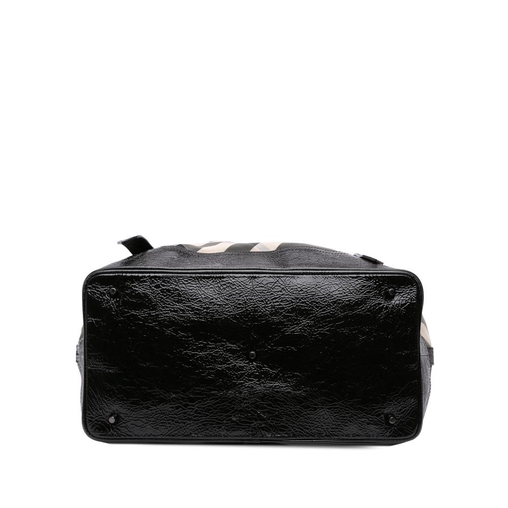 Burberry B Burberry Gray with Black Nylon Fabric Beat Check Lowry Satchel Italy