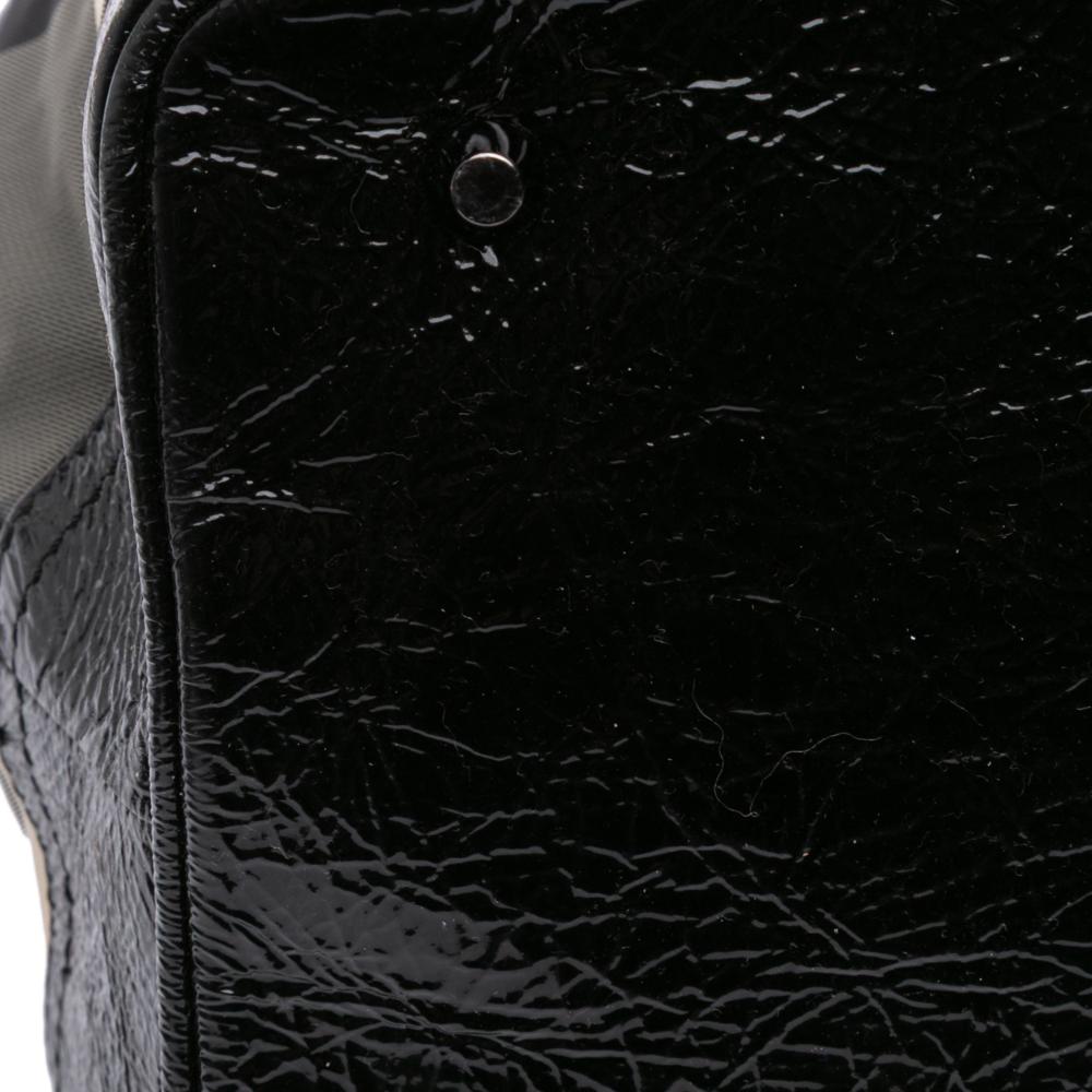 Burberry B Burberry Gray with Black Nylon Fabric Beat Check Lowry Satchel Italy