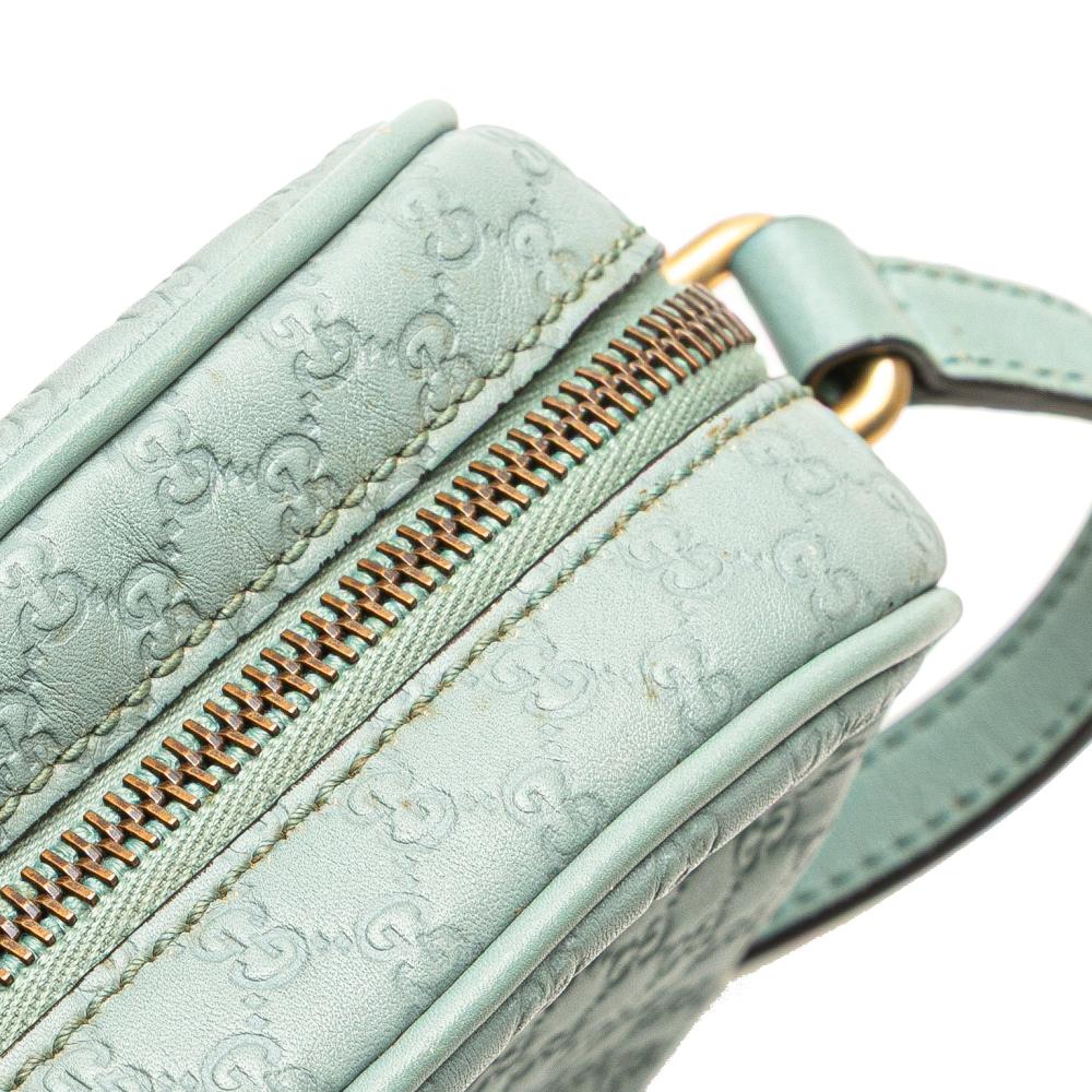 Gucci B Gucci Blue Light Blue Calf Leather Microguccissima Sunshine Disco Camera Bag Italy