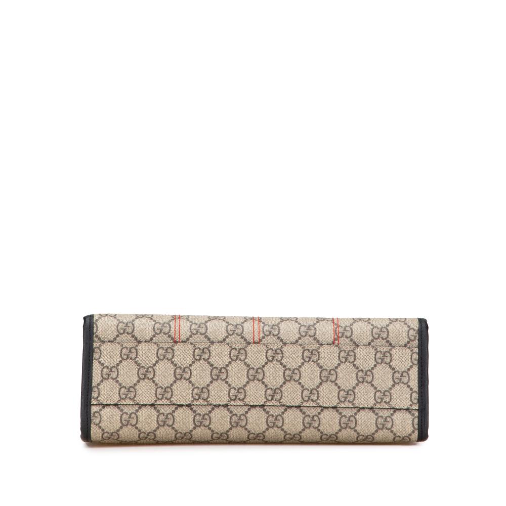 Gucci AB Gucci Brown Beige Coated Canvas Fabric Childrens GG Supreme Cat Tote Italy