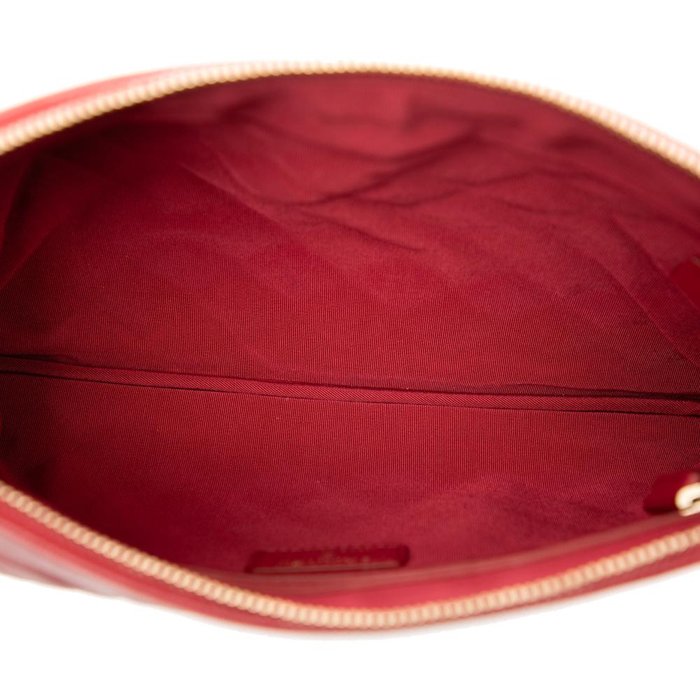 Chanel AB Chanel Red Sheepskin Leather Leather Medium Quilted Sheepskin Mademoiselle O Case Clutch Italy