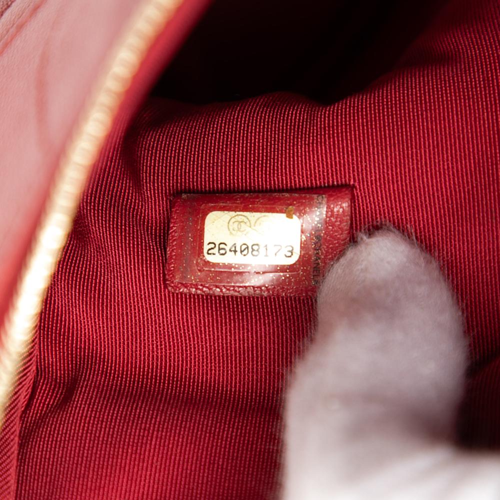 Chanel AB Chanel Red Sheepskin Leather Leather Medium Quilted Sheepskin Mademoiselle O Case Clutch Italy